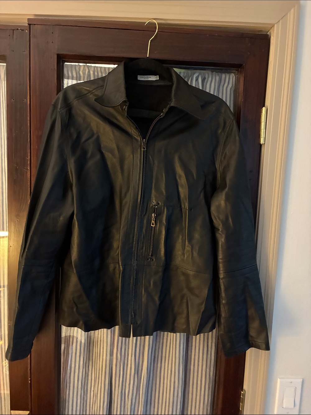J.Lindeberg Black Leather Zip-Front Jacket